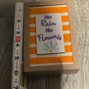 Striped Orange and Beige Decorative Box No Rain No Flowers